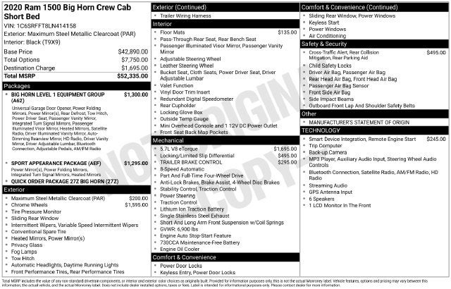 2020 RAM 1500 Big Horn/Lone Star