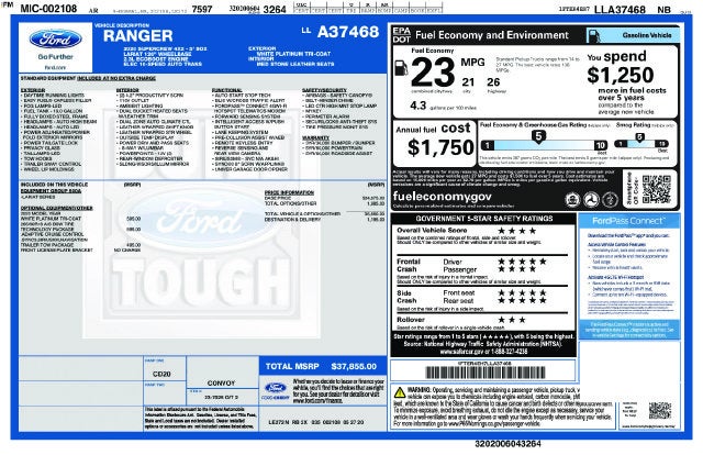 2020 Ford Ranger Lariat