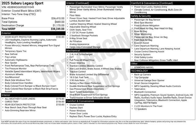 2025 Subaru Legacy Sport