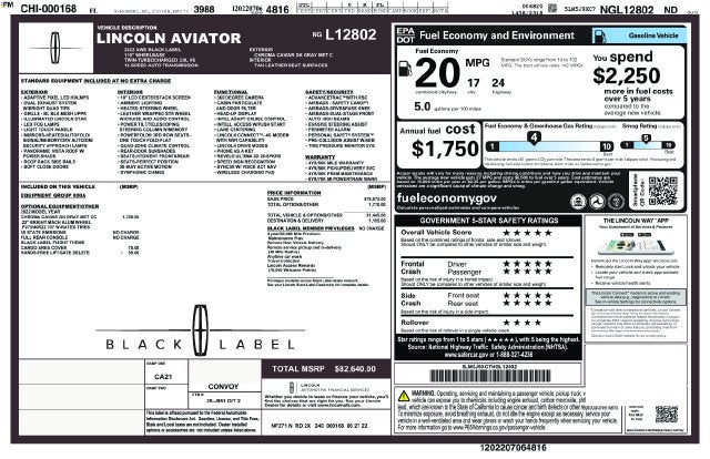 2022 Lincoln Aviator Black Label Premium
