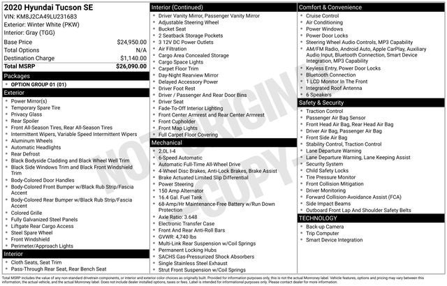 2020 Hyundai Tucson SE