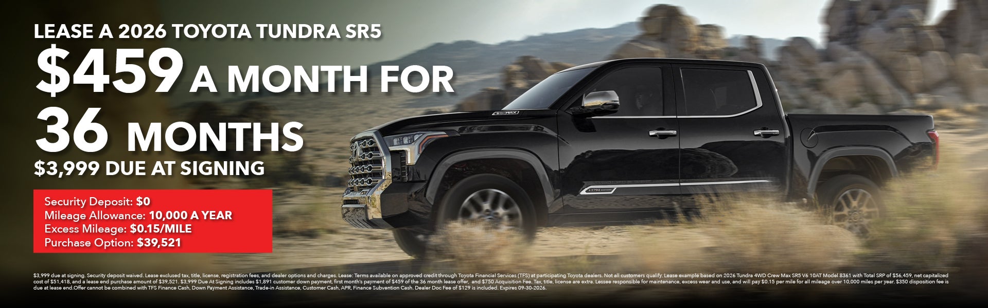 Lease a 2026 Toyota Tundra SR5