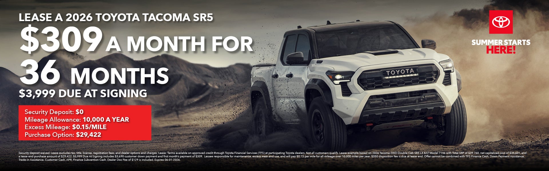 Lease a 2026 Toyota Tacoma SR5