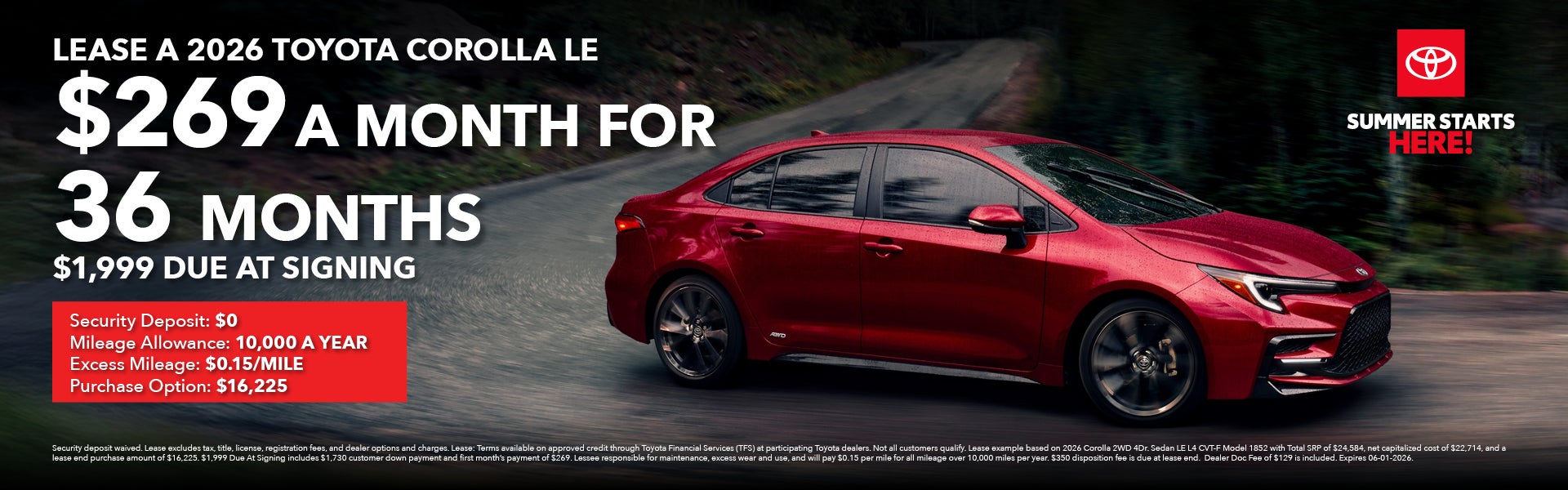 Lease a 2026 Toyota Corolla LE